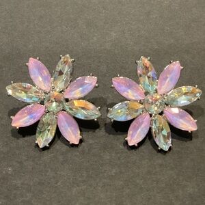 Paparazzi Pink Aurora Crystal Flower Stud Earrings